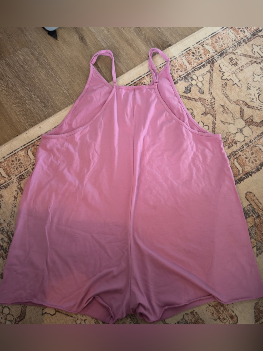 Pink Purple Workout Oversized Romper Overalls Sleeveless Loose Jumpsuit - Picture 3 of 3